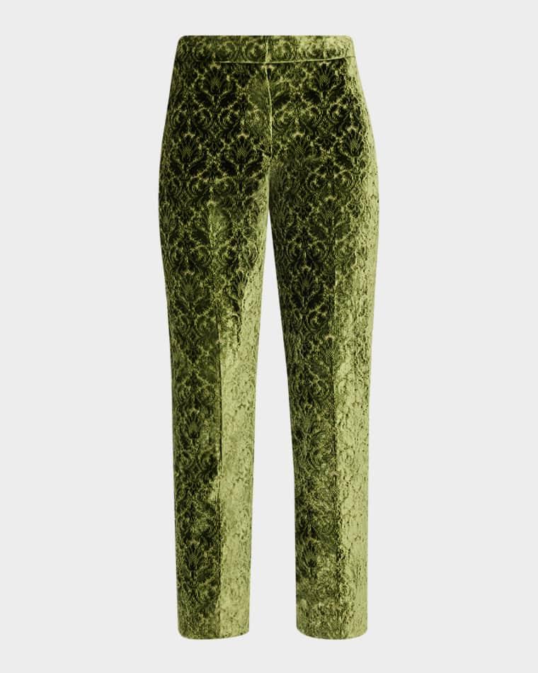 Baroque Velvet Straight-Leg Ankle Pants by BURBERRY