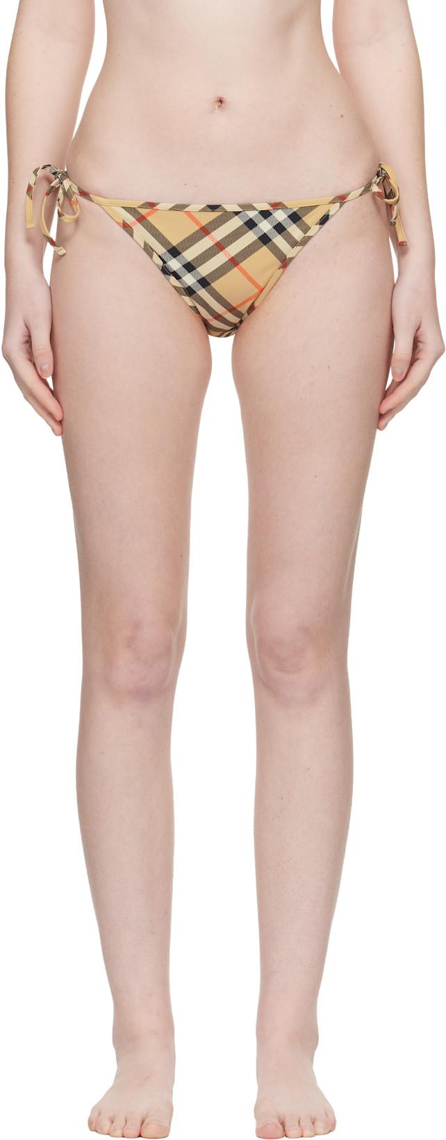 Beige Check Bikini Bottom by BURBERRY