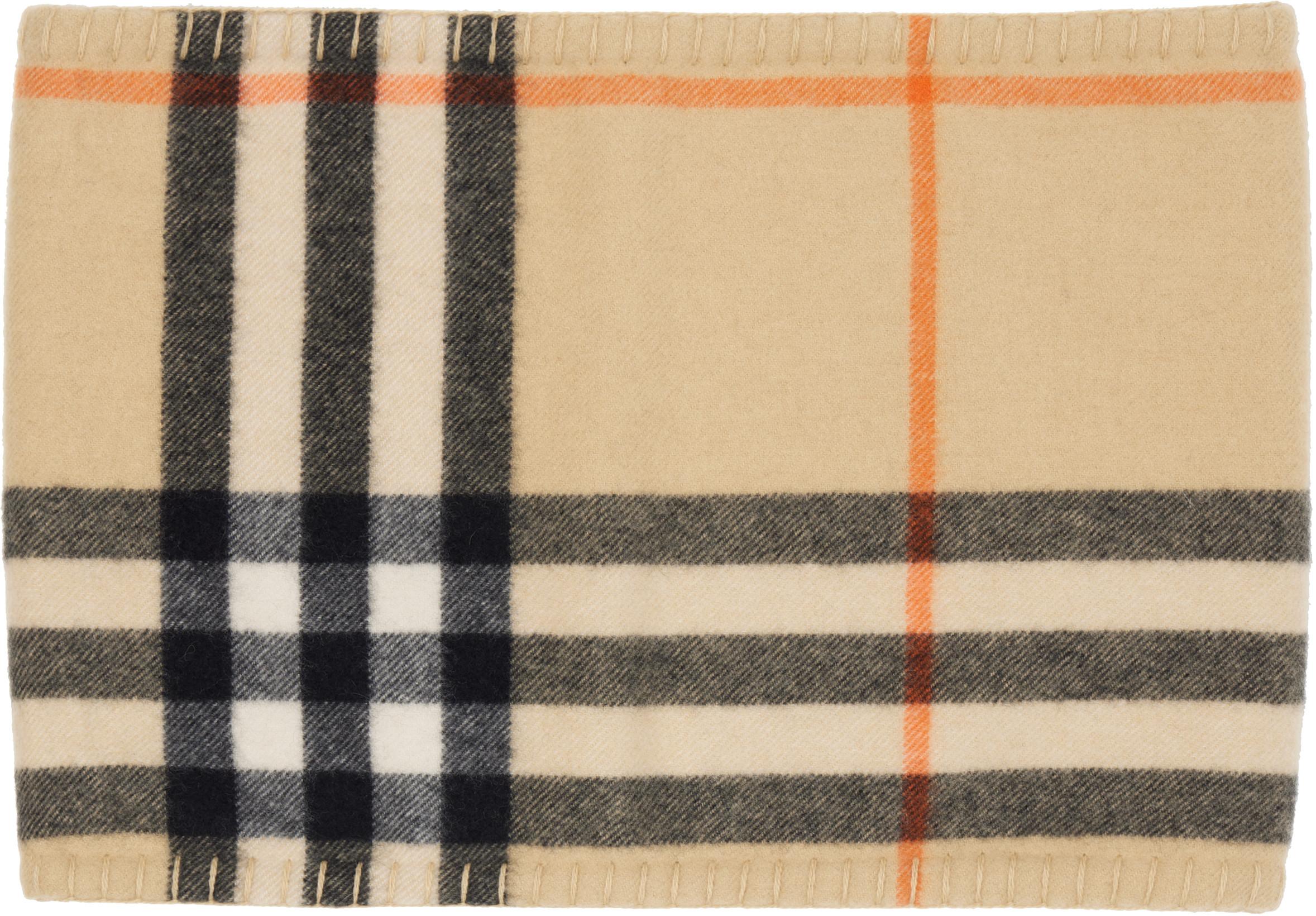 Beige Check Cashmere Snood by BURBERRY
