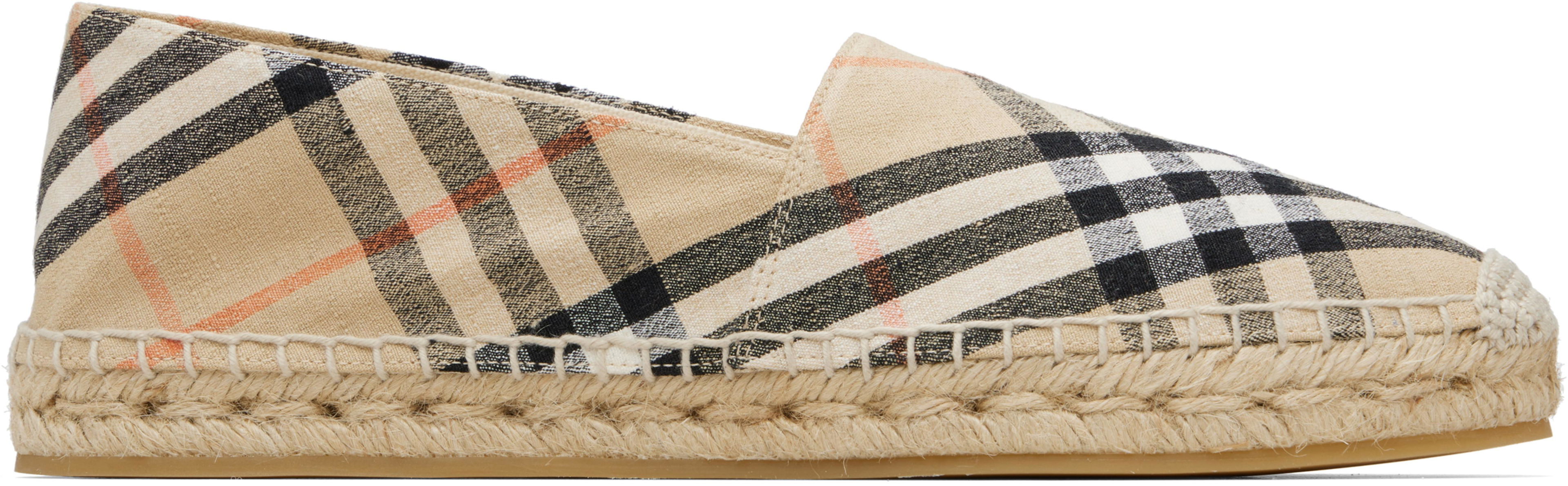 Beige Check Mews Espadrilles by BURBERRY