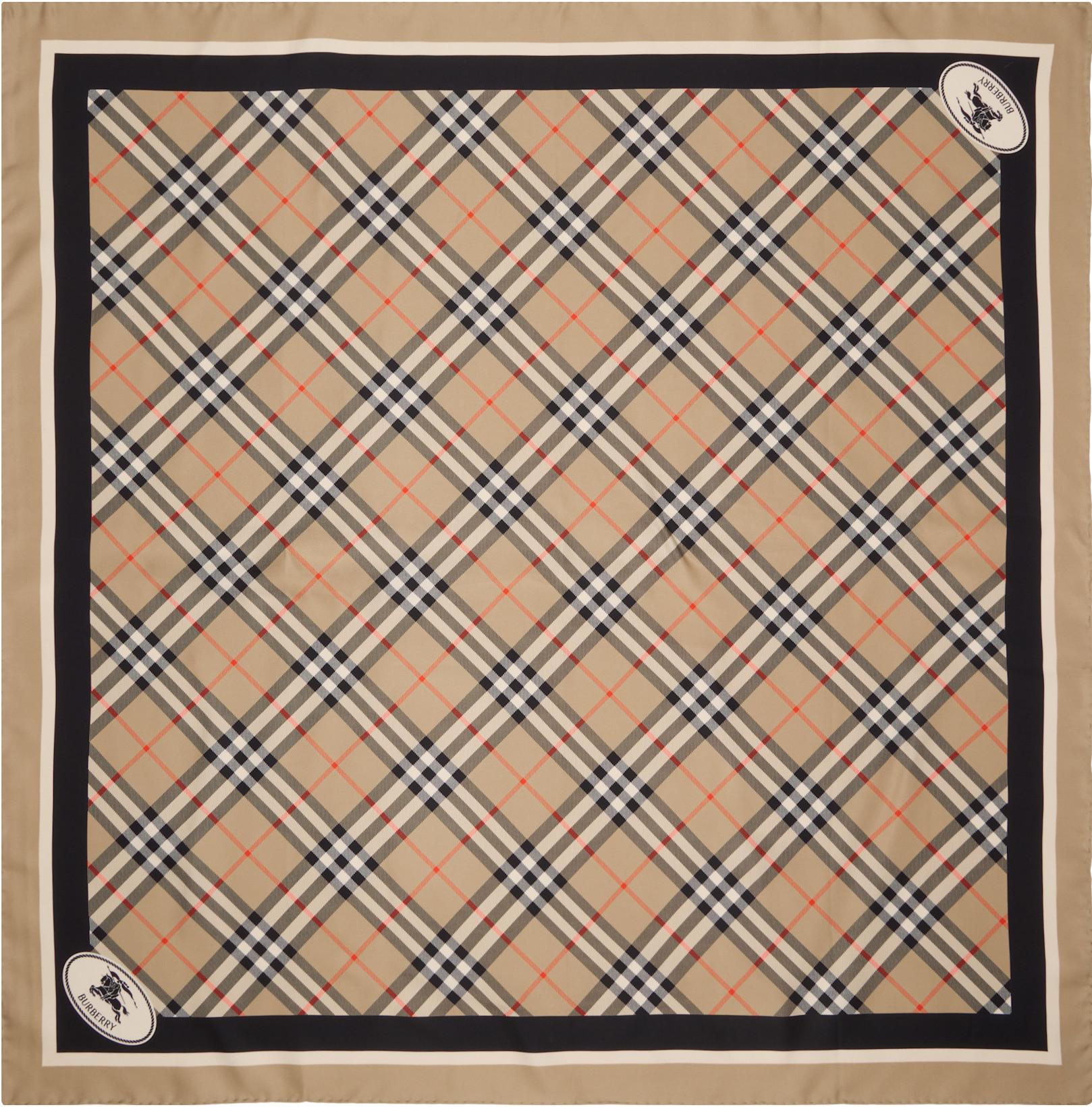 Beige Check Silk Scarf by BURBERRY