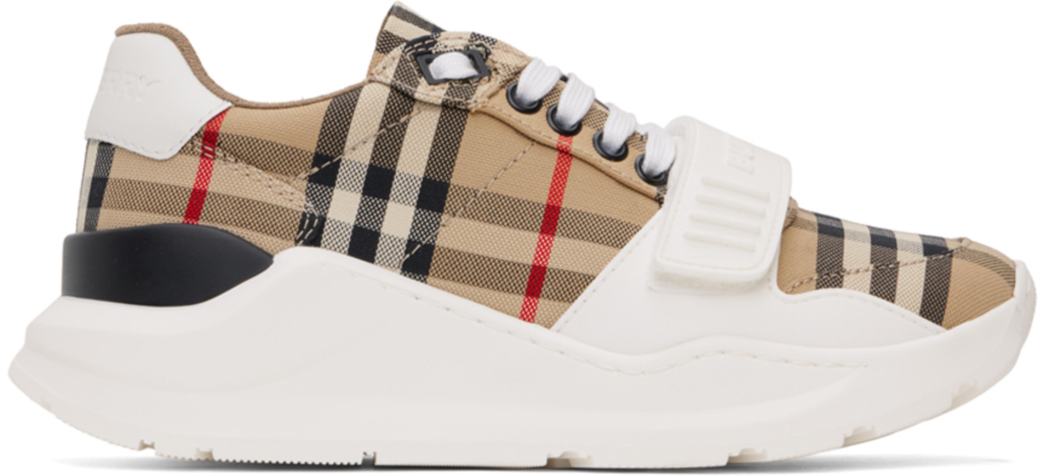 Beige Check Sneakers by BURBERRY