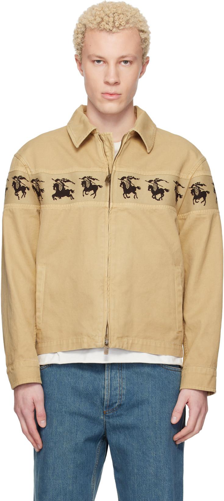 Beige Galloping Knight Cotton Canvas Jacket by BURBERRY