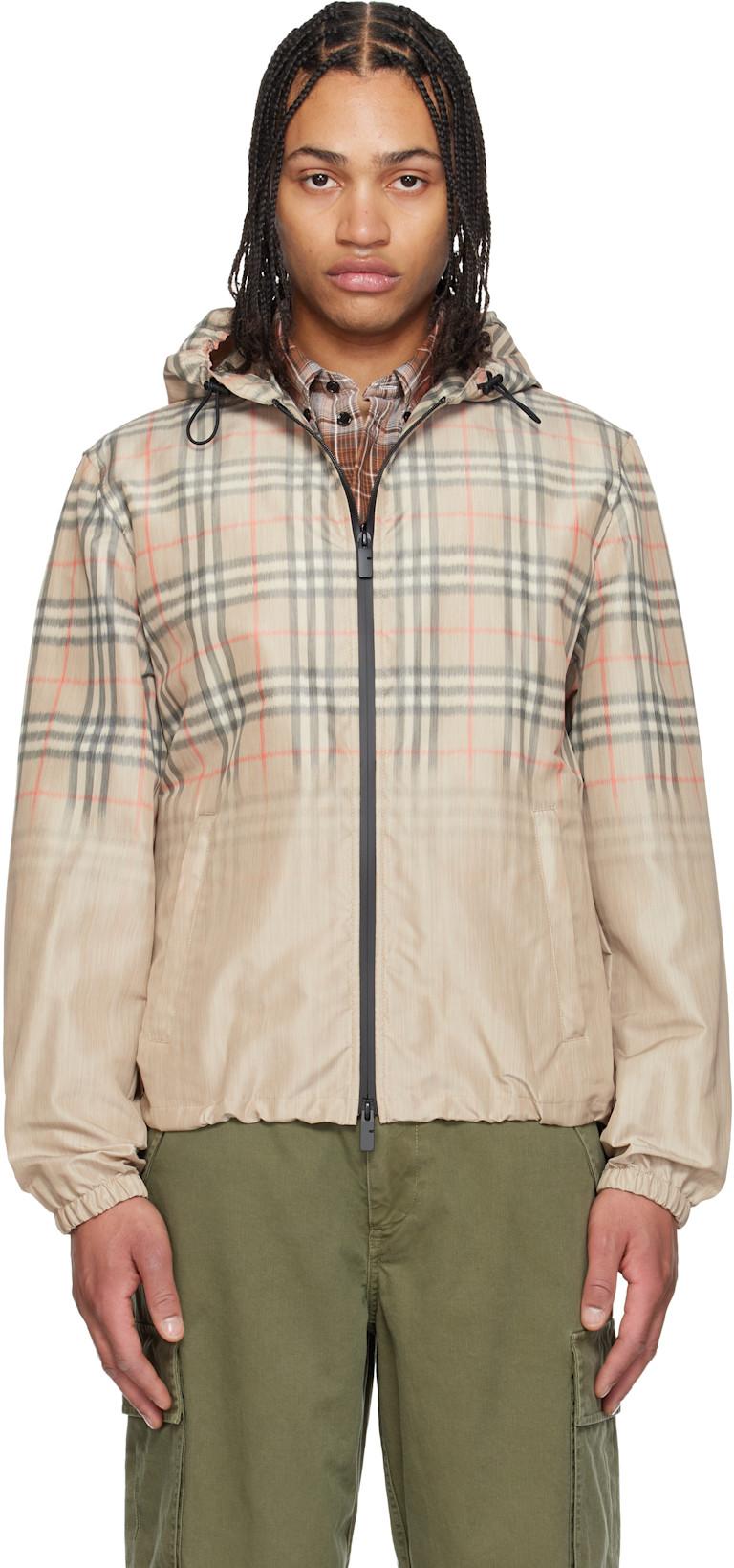 Beige Gradient Check Hooded Jacket by BURBERRY