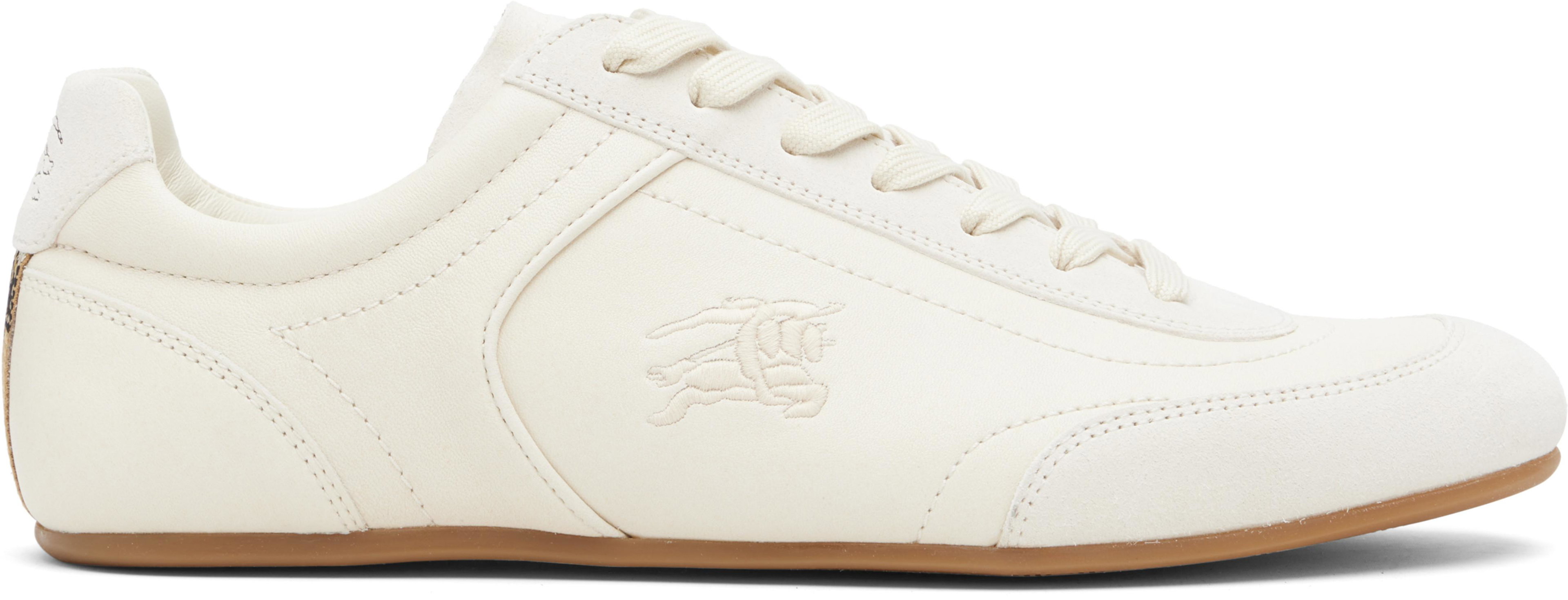 Beige Leather Knight Runner Sneakers​ by BURBERRY