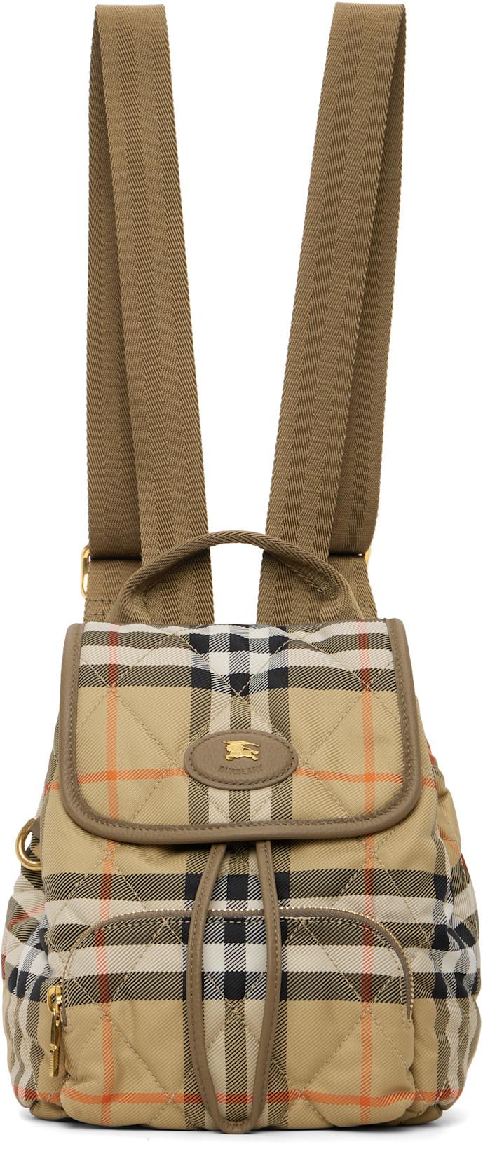 Beige Mini Horseshoe Backpack by BURBERRY