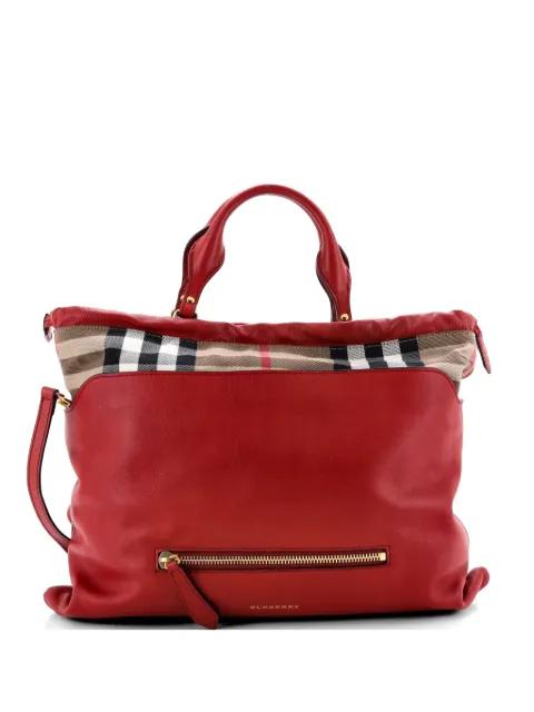 Big Crush Leather and House Check Canvas Large tote bag by BURBERRY 