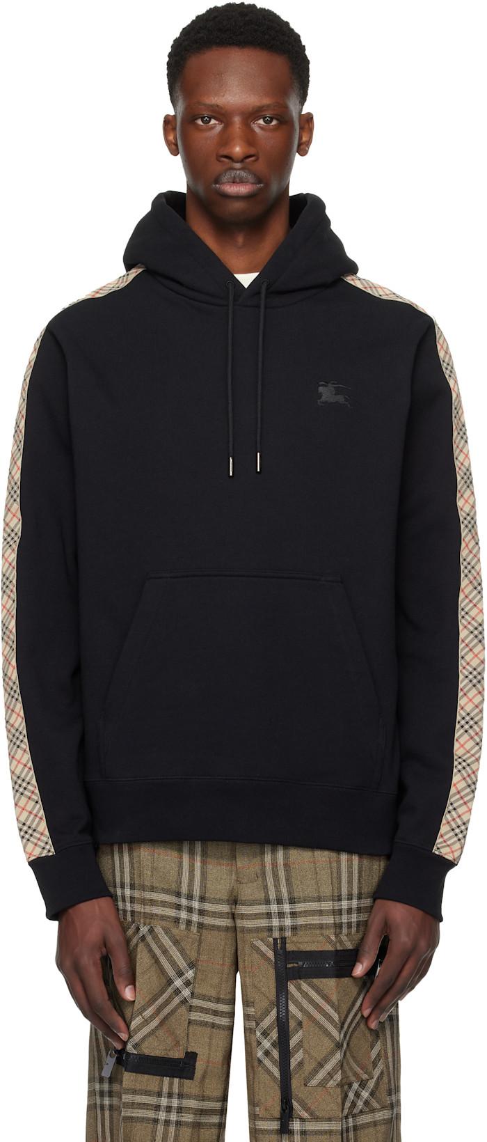Black Check Tape Hoodie by BURBERRY