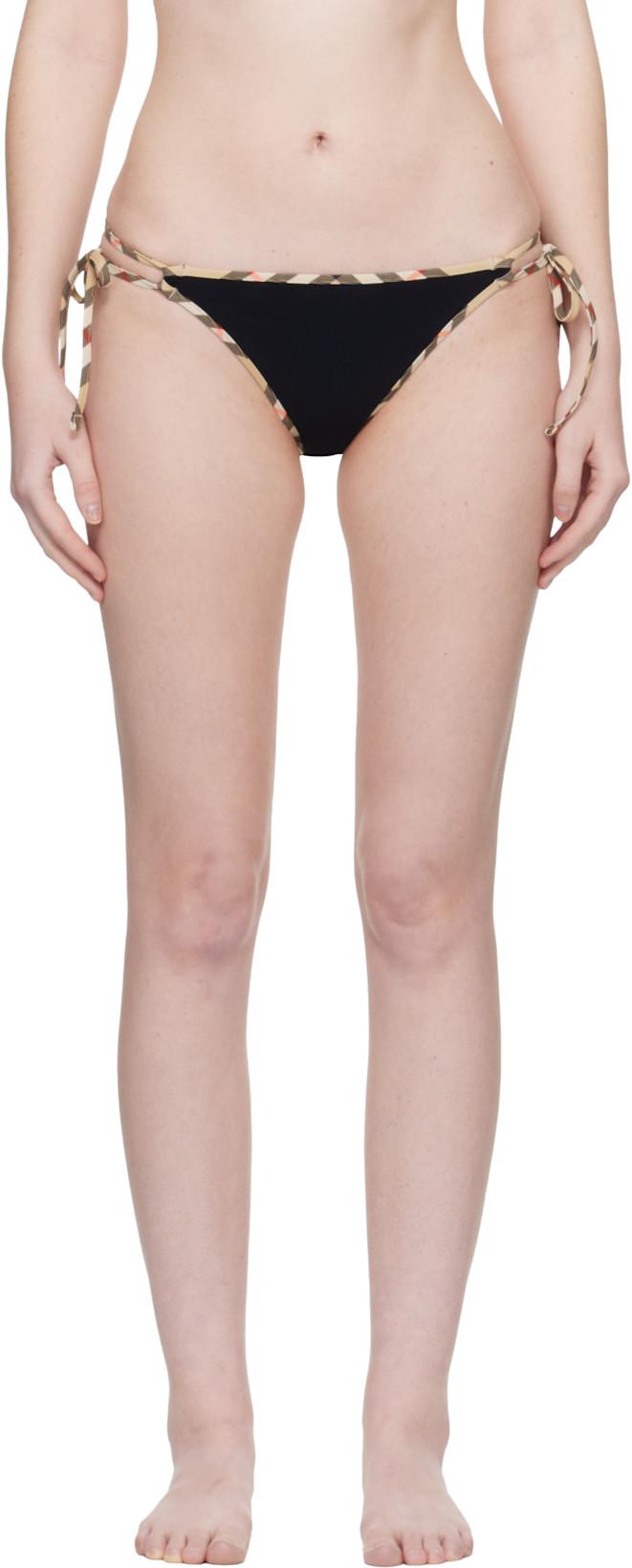 Black Check Trim Bikini Bottom by BURBERRY