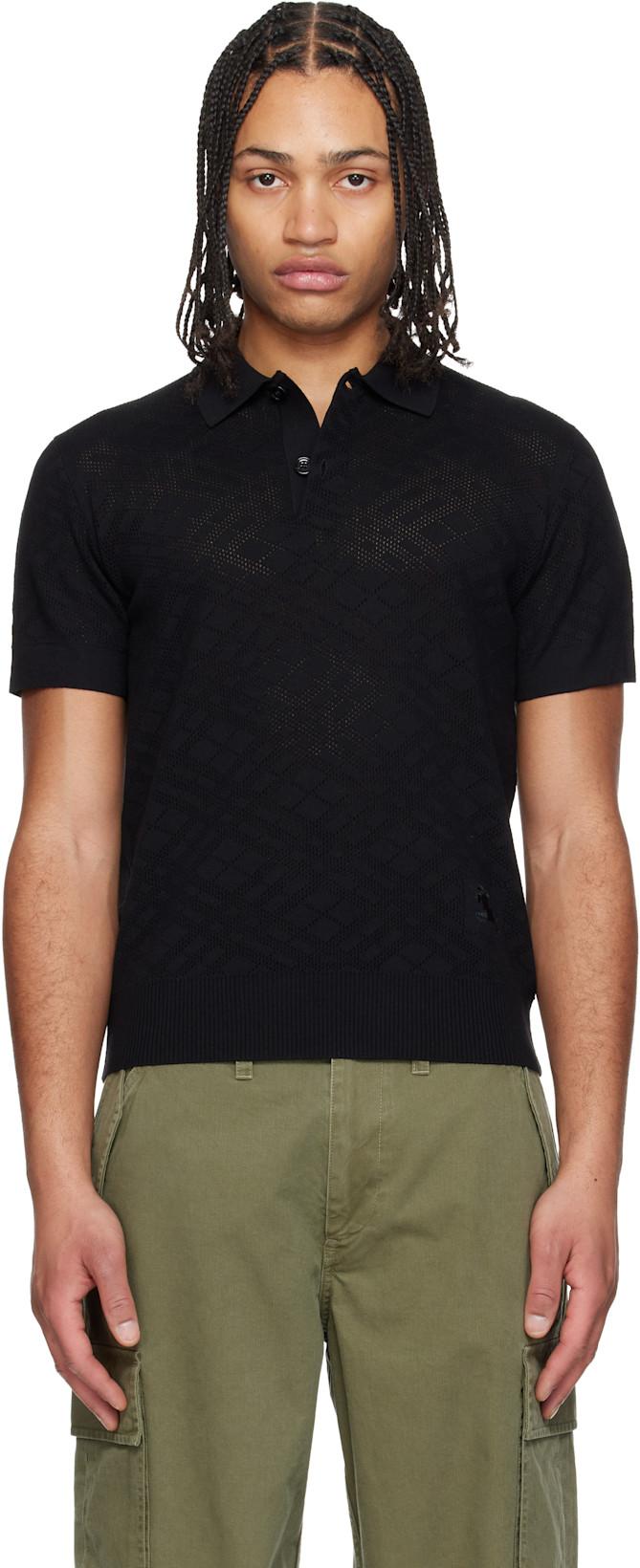 Black Check Wool Polo by BURBERRY