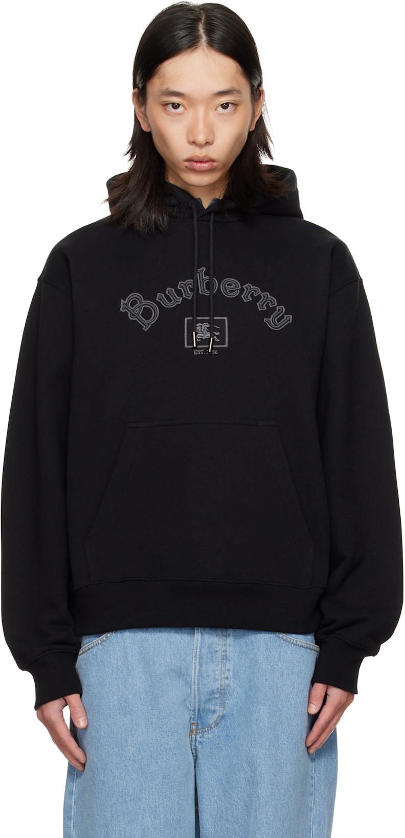 Black Gothic Logo Hoodie by BURBERRY