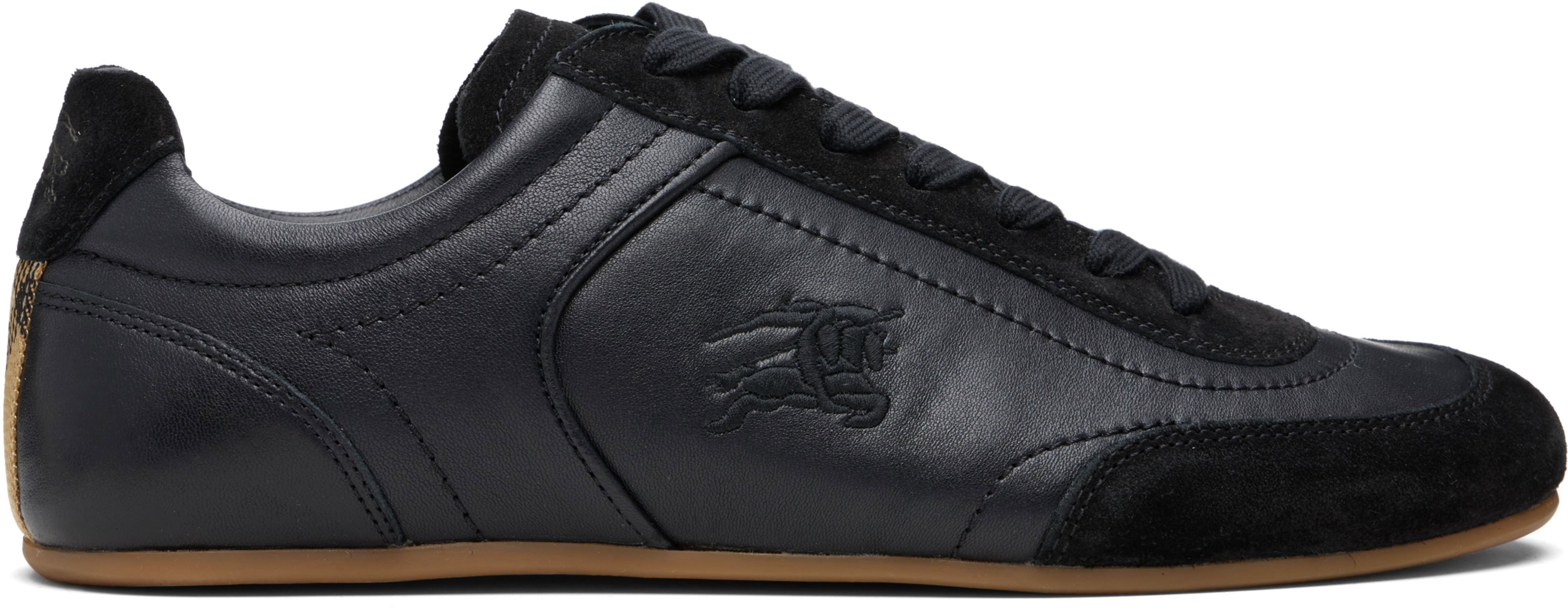 Black Leather Knight Runner Sneakers by BURBERRY