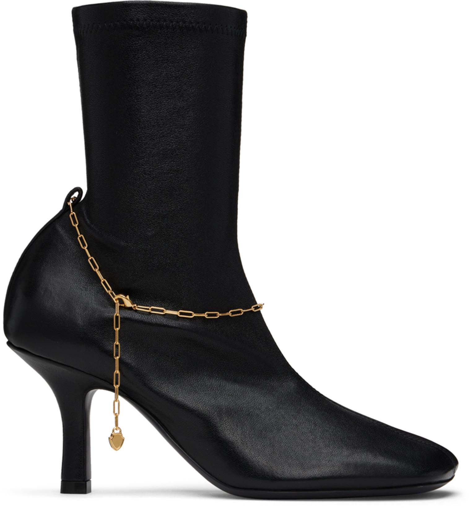 Black Leather Slinky Legging Low Boots by BURBERRY