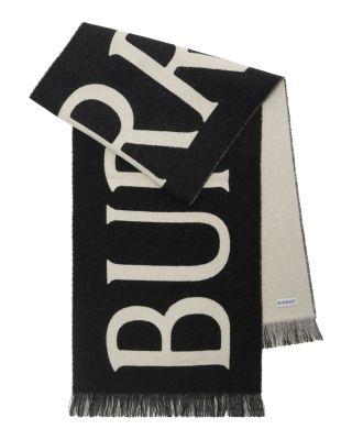Black and Calico Text Wool Scarf by BURBERRY