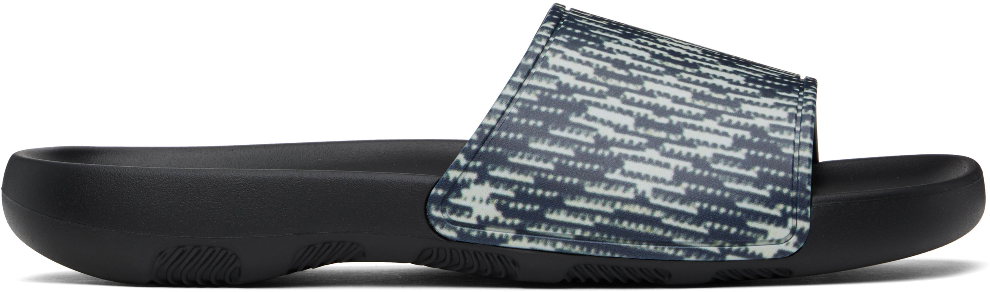 Black & Off-White Check Dive Slides by BURBERRY