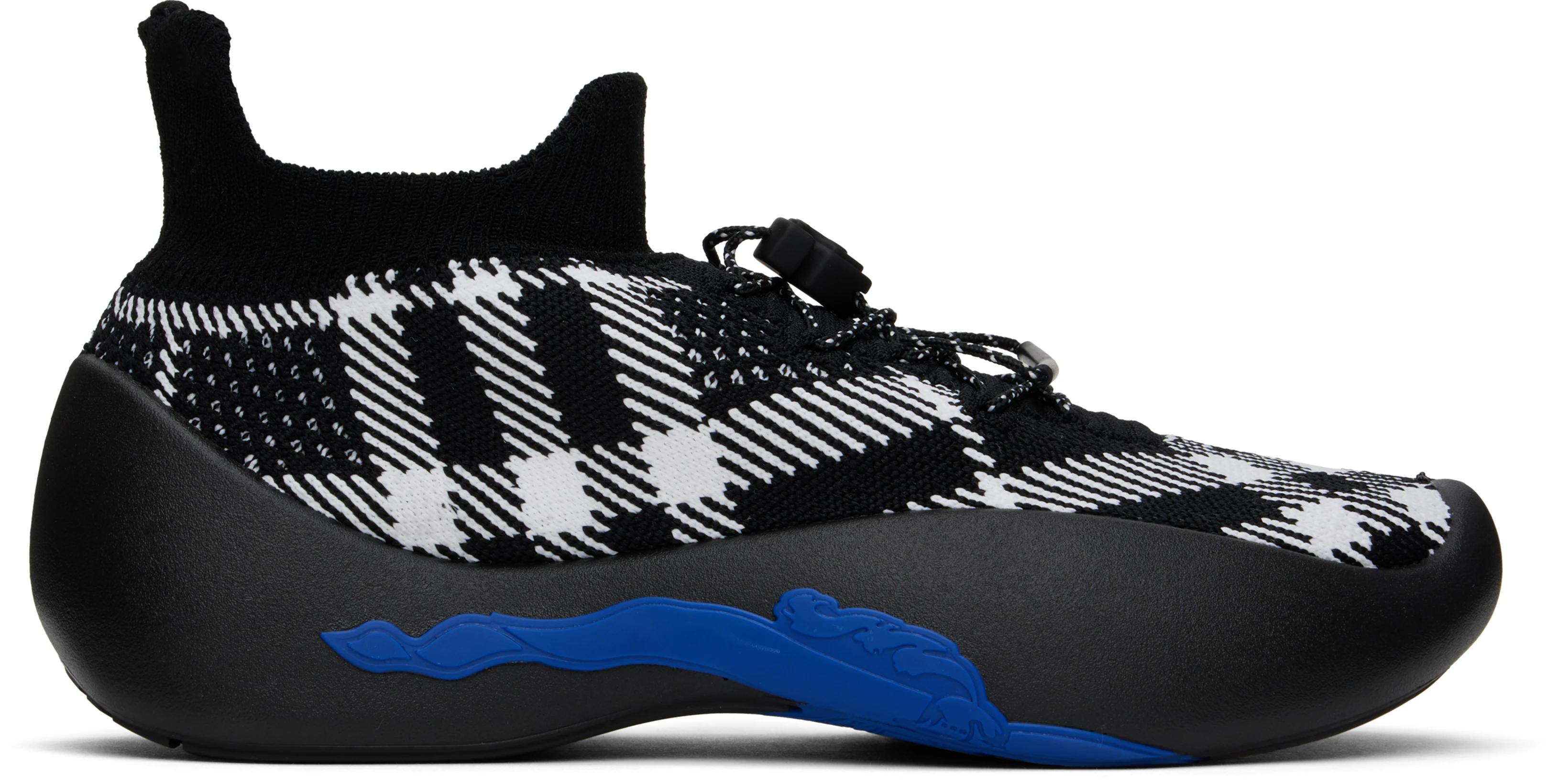Black & White Check Knit Neptune Sneakers by BURBERRY