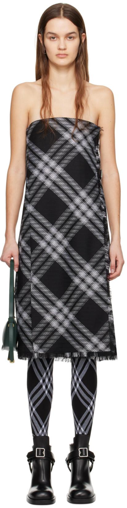 Black & White Check Midi Dress by BURBERRY