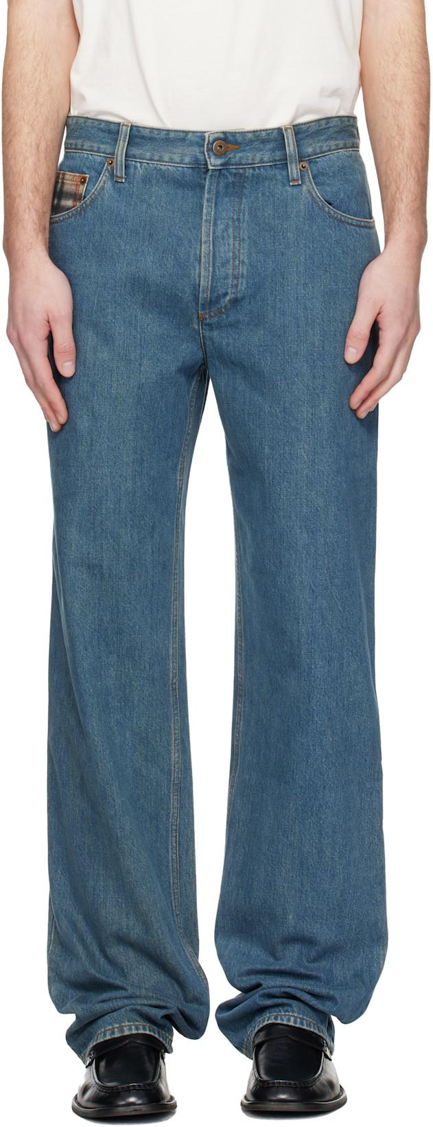 Blue Check Pocket Jeans by BURBERRY