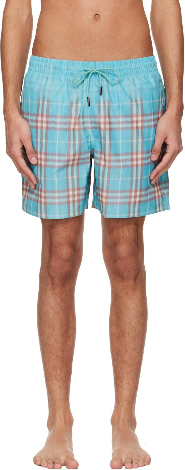 Blue Gradient Check Swim Shorts by BURBERRY
