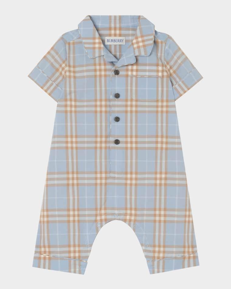 Boy's Andreas Check Cotton Playsuit, Size 1M-18M by BURBERRY