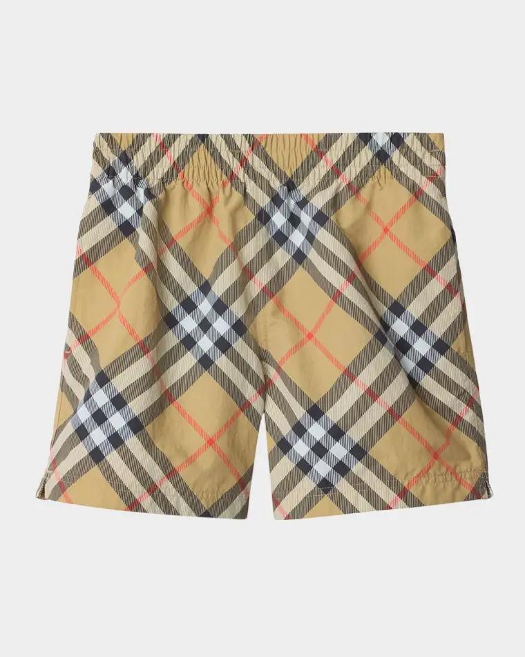 Boy's Atticus Check Swim Trunks by BURBERRY