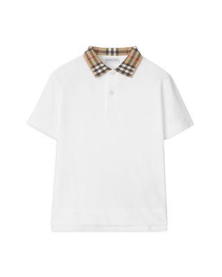 Boys' Check Collar Cotton Polo Shirt - Big Kid by BURBERRY
