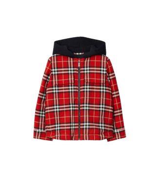 Boys' Check Cotton Hooded Jacket - Little Kid by BURBERRY