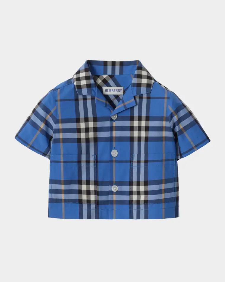 Boy's Check Cotton Shirt & Shorts Set, Size 1M-18M by BURBERRY