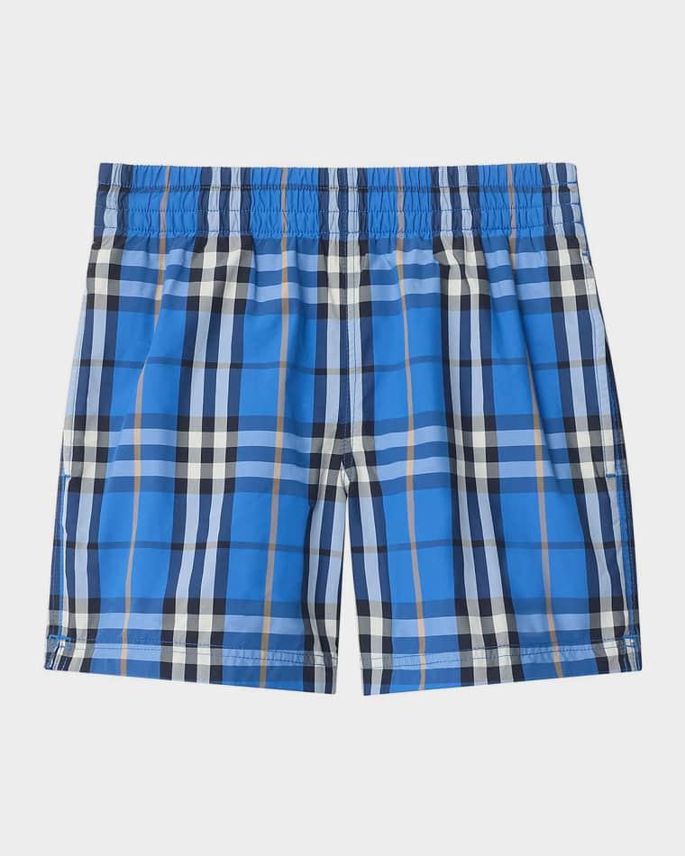 Boy's Check Swim Shorts, Size 3-14 by BURBERRY