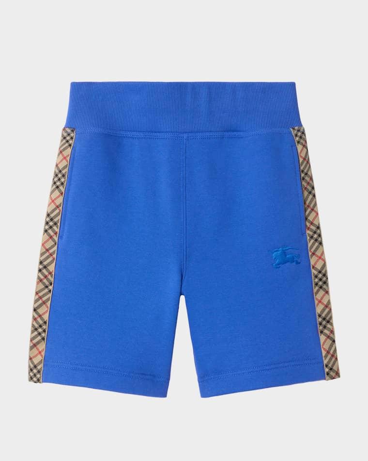 Boy's Check-Trim Cotton Shorts, Size 3-14 by BURBERRY