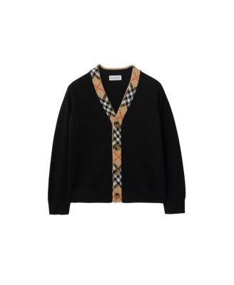 Boys' Check Trim Wool Cardigan - Little Kid by BURBERRY