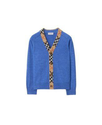 Boys' Check Trim Wool Cardigan - Little Kid by BURBERRY