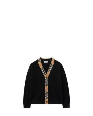 Boys' Check Trim Wool Cardigan - Little Kid by BURBERRY