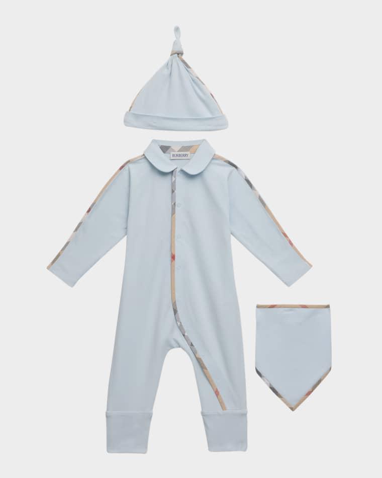 Boy's Hamilton Footie, Bib, and Hat Gift Set, Size 1M-12M by BURBERRY
