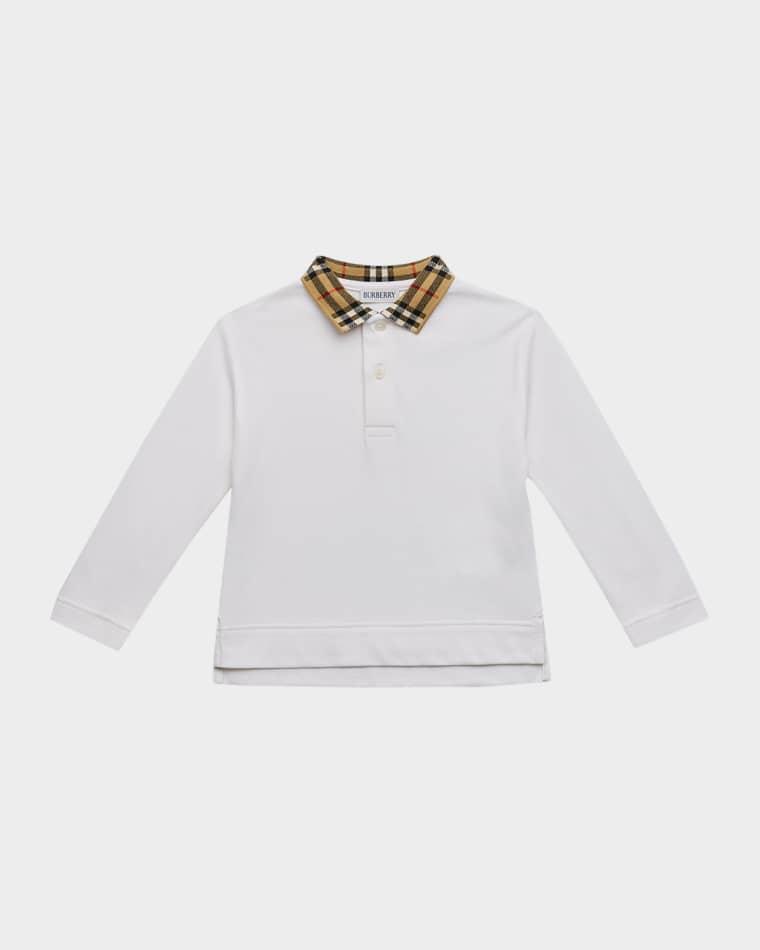Boy's Johane Check-Collar Polo Shirt, Size 3-14 by BURBERRY