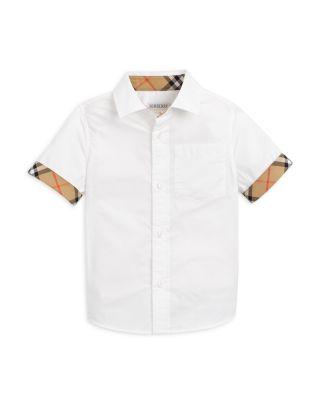 Boys' Owen Check Trim Cotton Shirt - Little Kid by BURBERRY