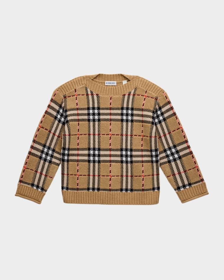 Boy's Patrick Check Crewneck Sweater, Size 3-14 by BURBERRY