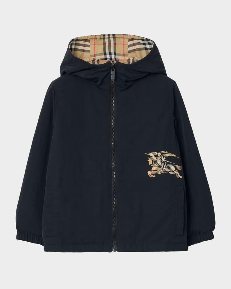 Boy's Reversible Check Hooded Jacket, Size 4-14 by BURBERRY
