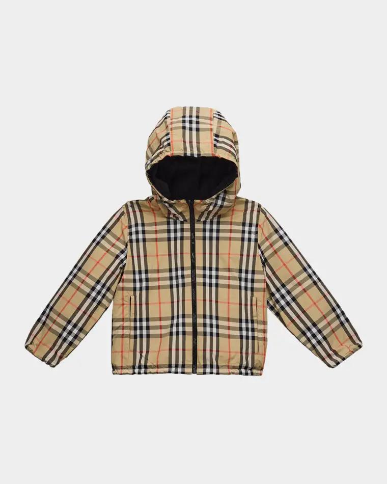 Boy's Reversible Check Hooded Jacket, Size 6M-3 by BURBERRY