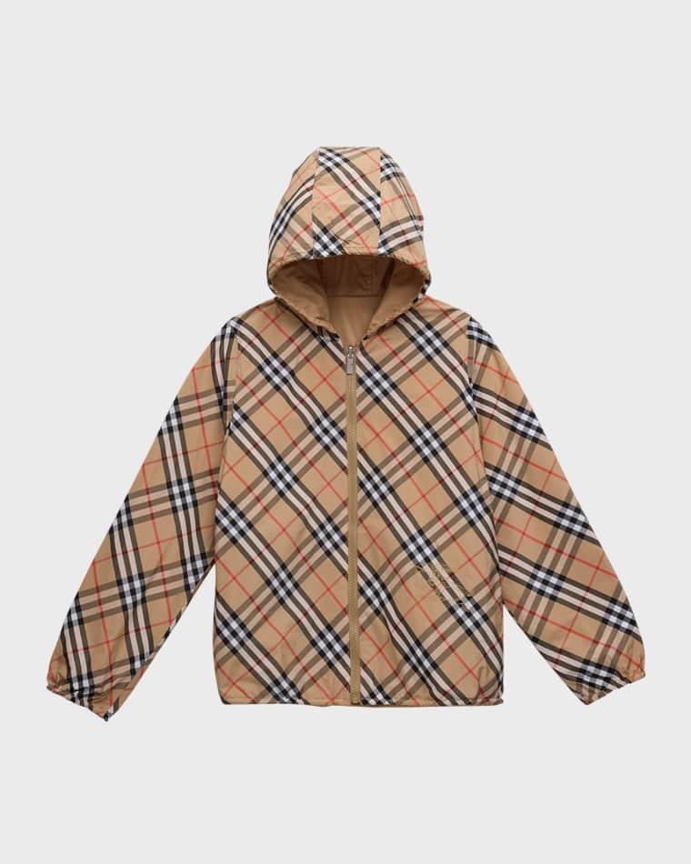 Boy's Rufus Check-Print Reversible Jacket, Size 3-14 by BURBERRY