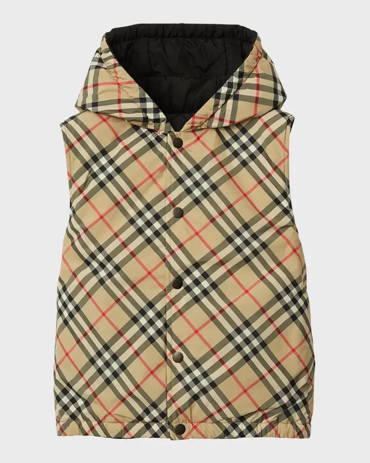 Boy's Slade Reversible Hooded Vest, Size 3-14 by BURBERRY
