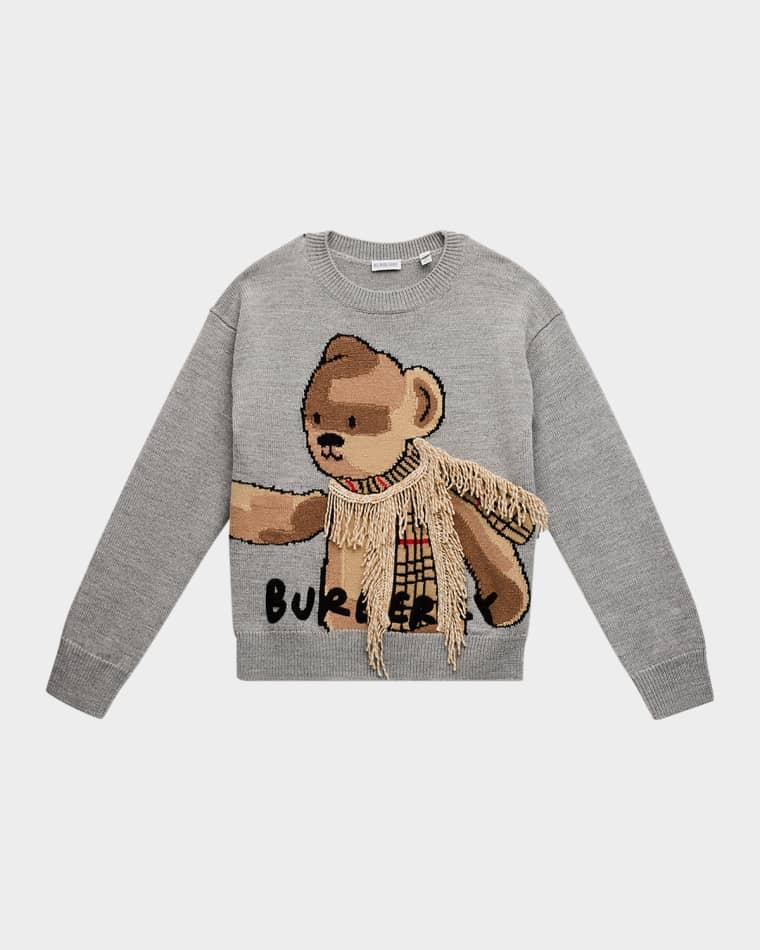 Boy's Teddy Scarf Crewneck Sweater, Size 3-14 by BURBERRY