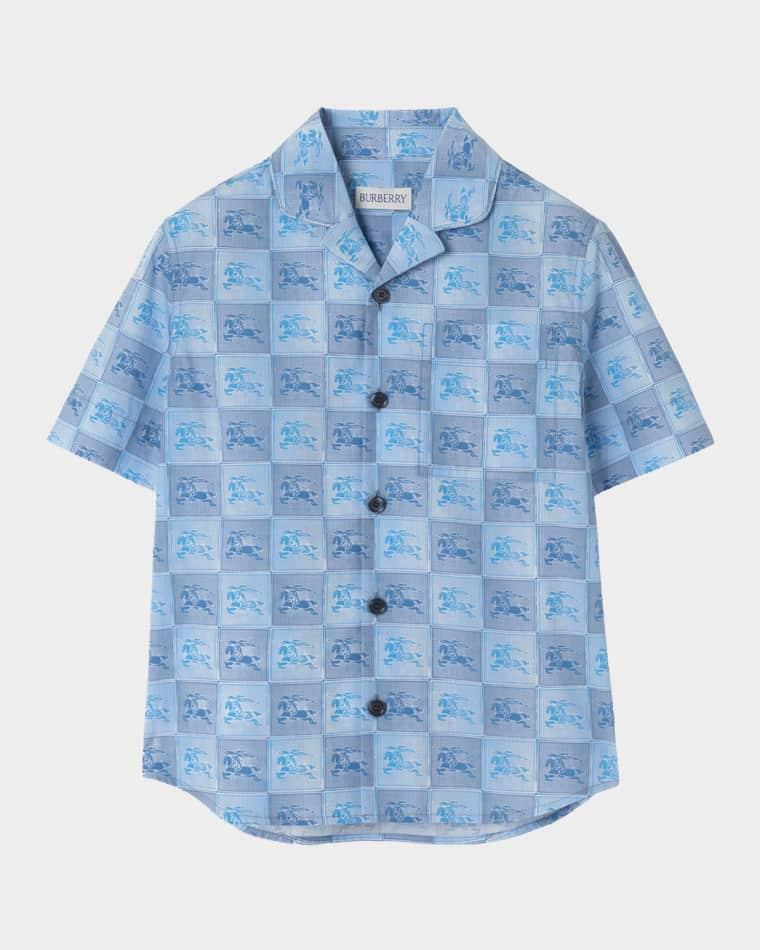 Boy's Xanadu EKD Checkerboard Shirt, Size 4-14 by BURBERRY