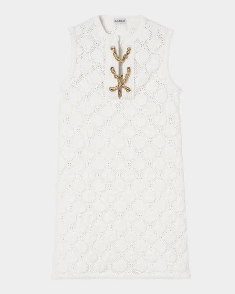 Brittany Chain Lace-up Crochet Mini Dress by BURBERRY