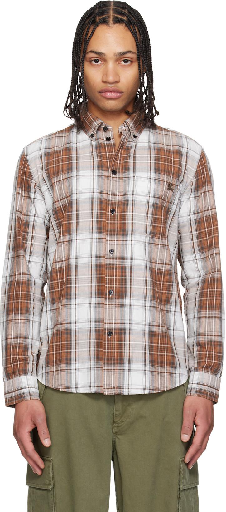 Brown & White Madras Check Cotton Shirt by BURBERRY