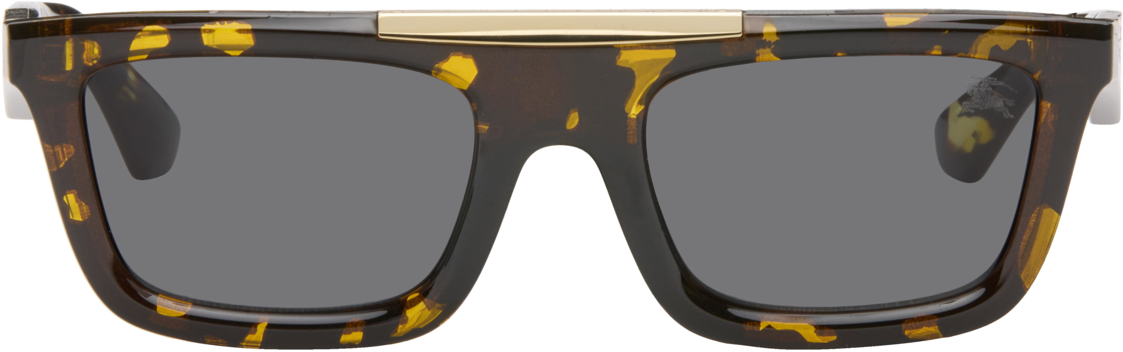 Brown & Yellow Classic Rectangular Sunglasses by BURBERRY