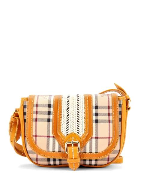 Buckle Flap Messenger Bag Haymarket Coated Canvas with Braided Leather Small crossbody bag by BURBERRY 