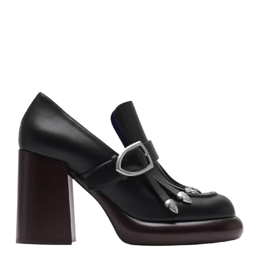 Burberry 95Mm Round Toe Leather Wedge Pumps by BURBERRY