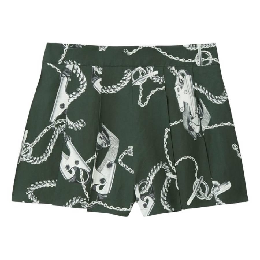 Burberry All-Over Graphic Print Pleated Shorts by BURBERRY
