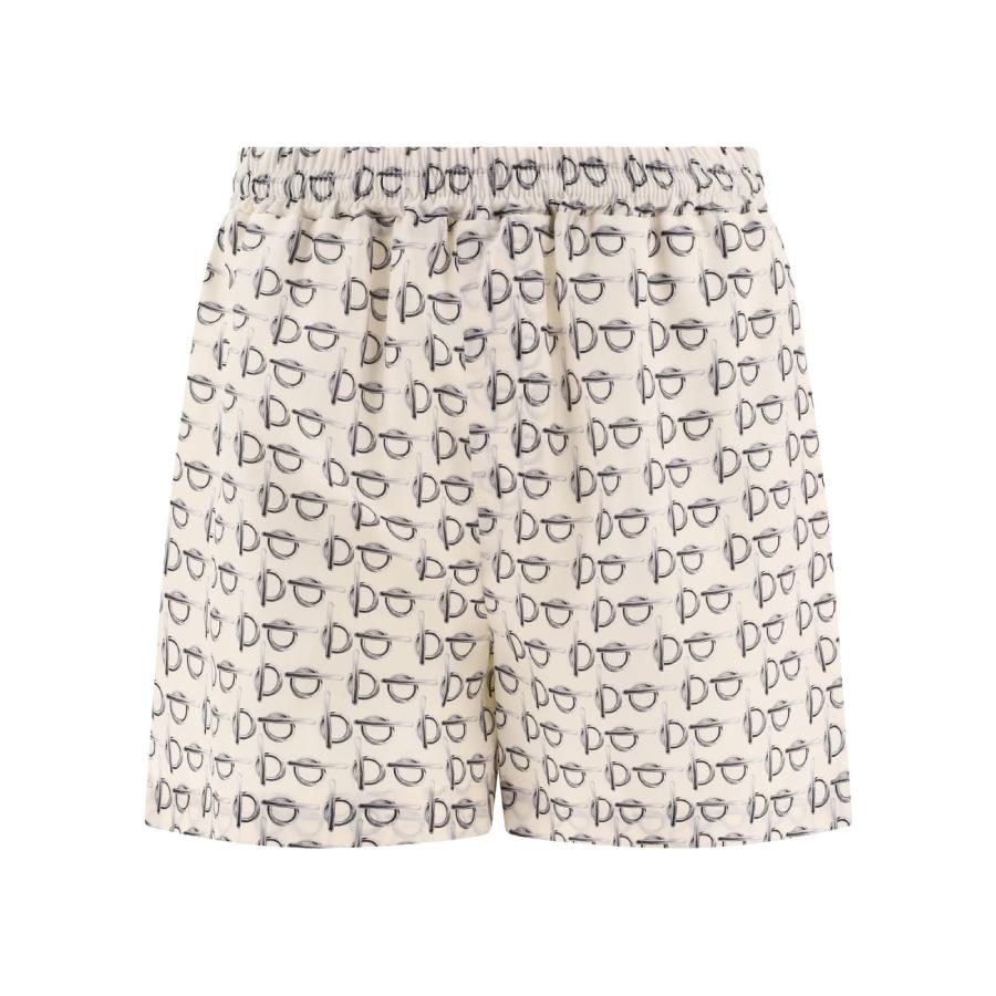 Burberry All-Over Toggle Print Silk Shorts by BURBERRY